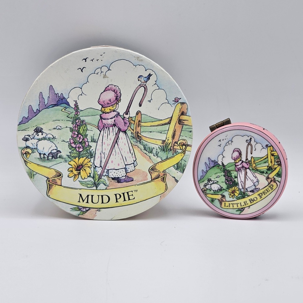 Mud Pie Little Bo Peep Ceramic Hinged Trinket Box with Matching Gift Box Pink